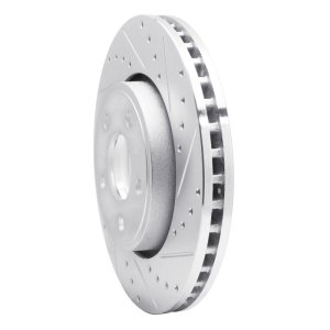 Dodge Durango Brake Rotor (1) - Front Right - R1 Concepts - Drilled & Slotted - Silver - `11-`22